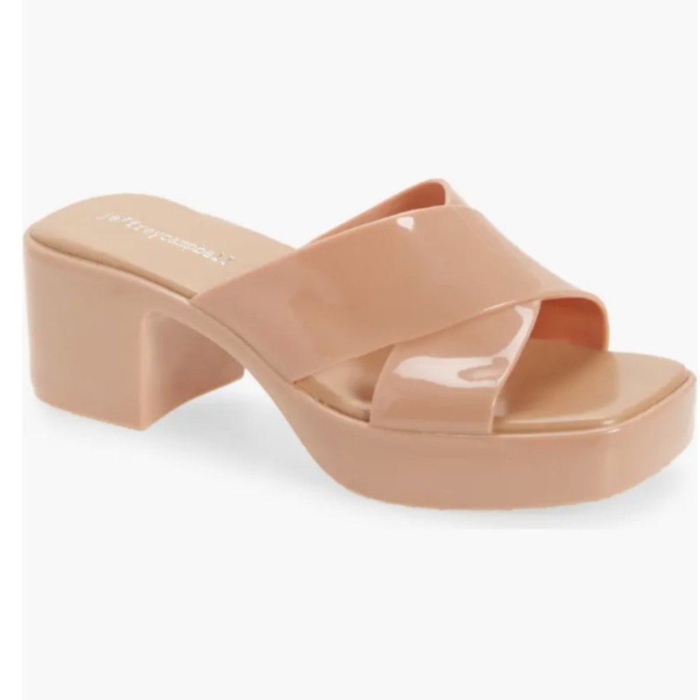 Jeffrey Campbell Bubblegum Platform Sandal, color, NUDE SHINY